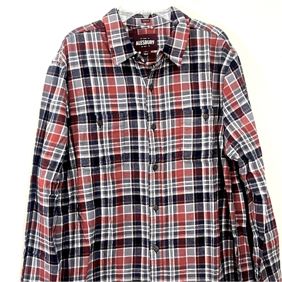 Stitch Fix Alesbury Mens Long Sleeve‎ Button Down Flannel Plaid Shirt NWOT Large - Picture 1 of 9